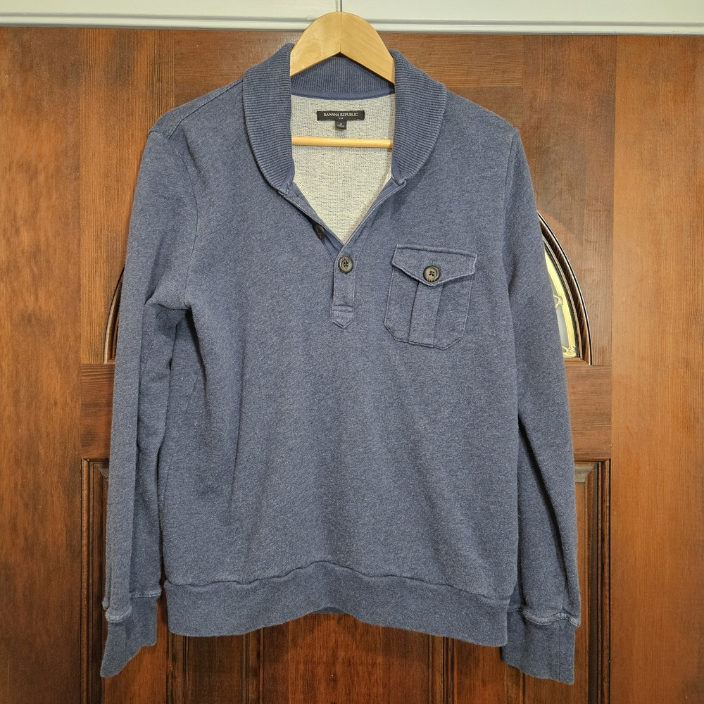 Banana Republic Shawl Collar Henley Sweatshirt | Men’s Small